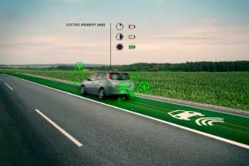 Carril para recargar la batería del coche eléctrico