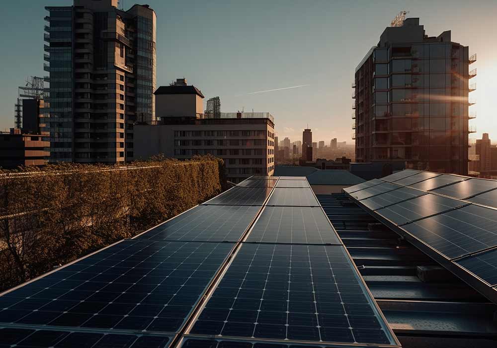 Edificios con paneles solares