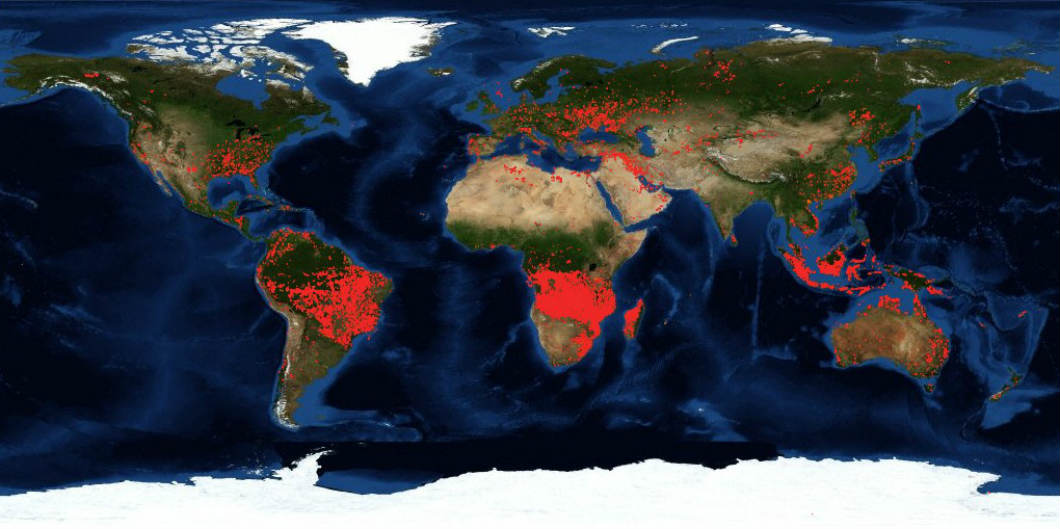 mapa de incendios en el mundo tiempo real